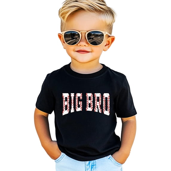 Big Bro Baseball Shirt Toddler and Kids Sibling Announcement Graphic Tee Vintage Red Shirt 5-6