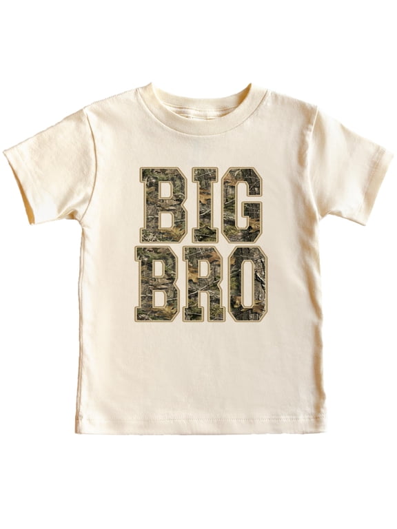 Big Bro Camo Shirt for Boys Matching Sibling Graphic Tee Camouflage Older Brother TShirt Natural Shirt 5-6