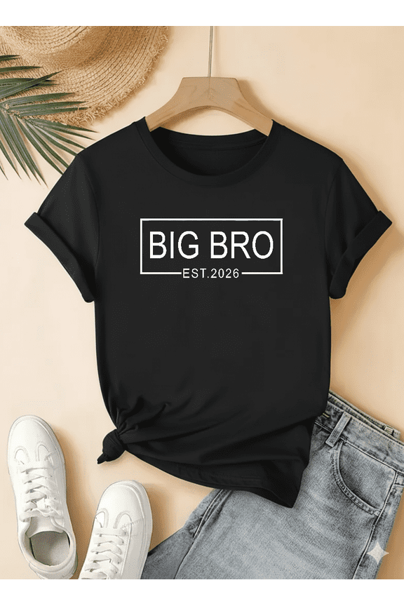 Big Bro Est 2026 New Big Brother Sibling Announcement Art Unisex T-Shirt V18042, up to Size 5XL