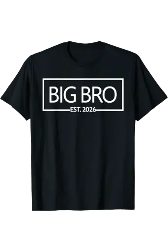 Big Bro Est 2026 Promoted To Brother Announcement Gift T-Shirt, Size S-5XL