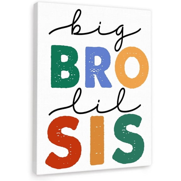 Big Bro Lil Sis Canvas poster Wall Art, Sisters Brothers Print Painting Artwork for Kid's Nursery Home Play Room Wall Decor