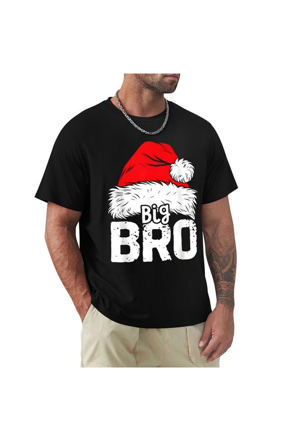 Big Bro Men's HD Print Classic Short Sleeve T-Shirts Black 2XL