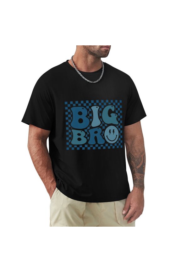 Big Bro Men's HD Print Classic Short Sleeve T-Shirts Black XL
