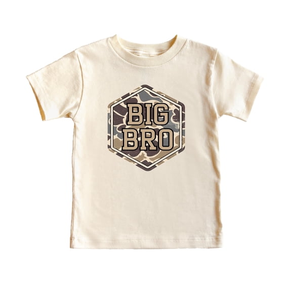 Big Bro Shirt Toddler and Kids Camo Big Brother T Shirt Sibling Announcement Graphic Tee Natural Shirt 3T