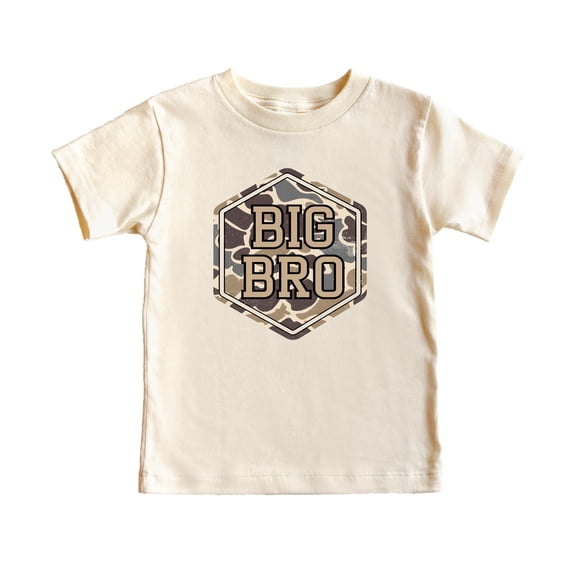Big Bro Shirt Toddler and Kids Camo Big Brother T Shirt Sibling Announcement Graphic Tee Natural Shirt 3T