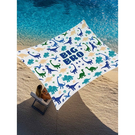Big Bro Sun Shade Sail 6.5' x 10', Cartoon Green Blue Yellow Dinosaurs Animals Rectangle Outdoor Sunshade Canopy, Waterproof UV Block Patio Covers for Garden Yard Beach