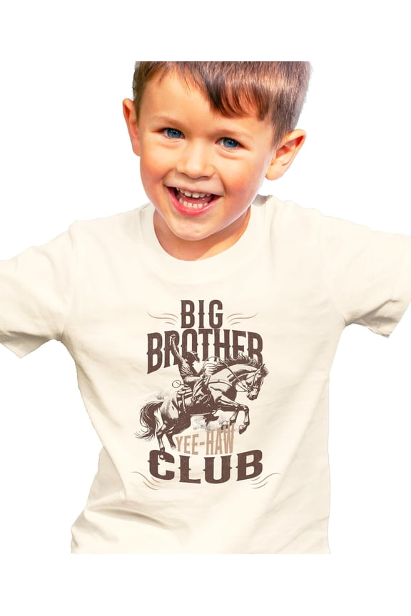 Big Brother Club Shirt for Boys Western Cowboy Yee Haw Sibling Announcement Rodeo Tee Natural Shirt 18 Months