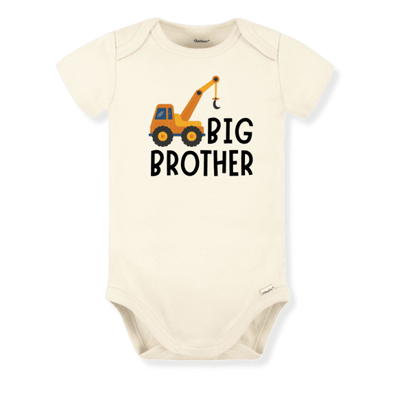Big Brother Construction Baby Bodysuit, Newborn Outfit, Baby Clothes, Gift for Children 6-9m Natural