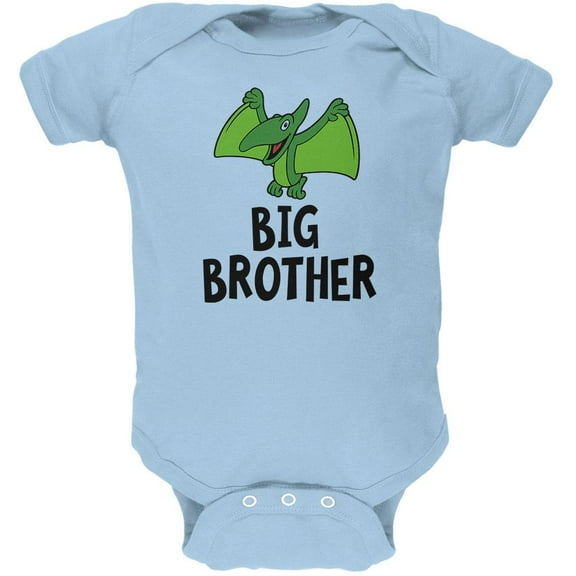 Big Brother Dino Dinosaur Pterodactyl Soft Baby One Piece Light Blue 9-12 M