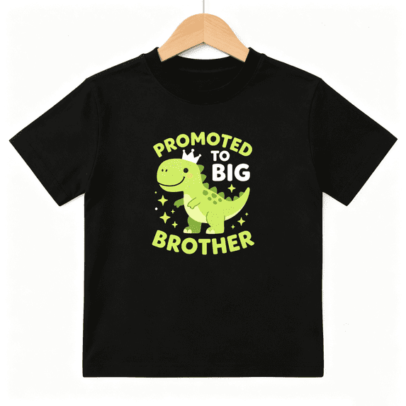 Big Brother Dinosaur Boys Graphic Print T-Shirt, Promoted Announcement 100% Cotton Kids Short Sleeve Tee