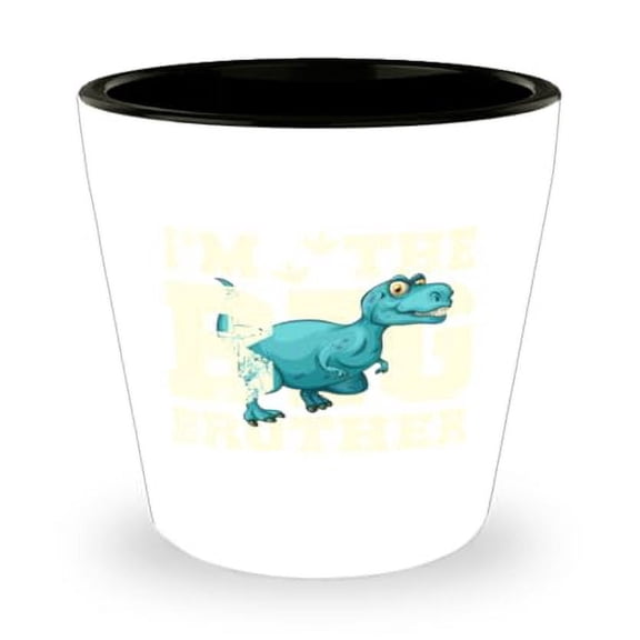 Big Brother Dinosaur Family Shot Glass - Fun Mini Glassware Gift for Siblings, 1.5oz Role Celebration Drinkware