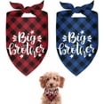 thumbnail image 1 of Big Brother Dog Bandana 2 Pack Plaid Dog Bandana Triangle Pet Dog Scarf Pregnancy Announcement Dog Bandana Gender Reveal Dog Outfit Gift for Dog Lover Owner (Blue,Red) Small, 1 of 6