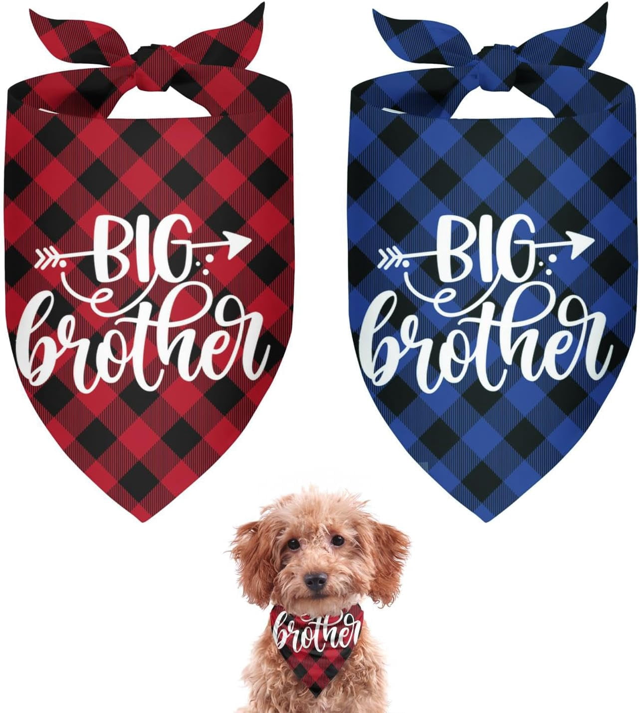 Big Brother Dog Bandana 2 Pack Plaid Dogs Bandanas Triangle Pet Scarf — free download