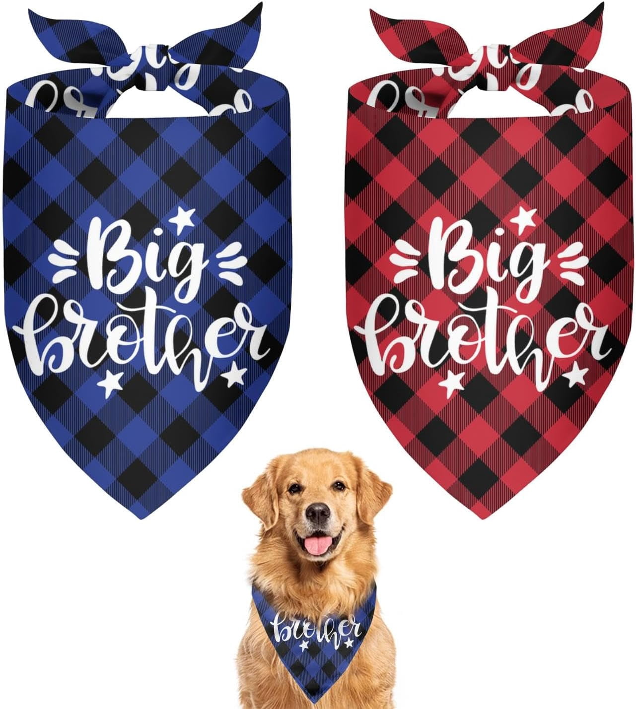 Big Brother Dog Bandana 2 Pack Plaid Triangle Pet Scarf Pregnancy — free download