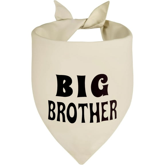 Big Brother Dog Bandana Beige XLarge 1PCS, Adjustable Triangle Scarf, Pregnancy Announecment, New Baby for Family.
