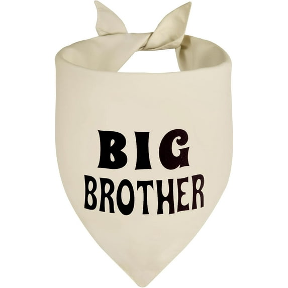 Big Brother Dog Bandana Beige XLarge 1PCS, Adjustable Triangle Scarf, Pregnancy Announecment, New Baby for Family.