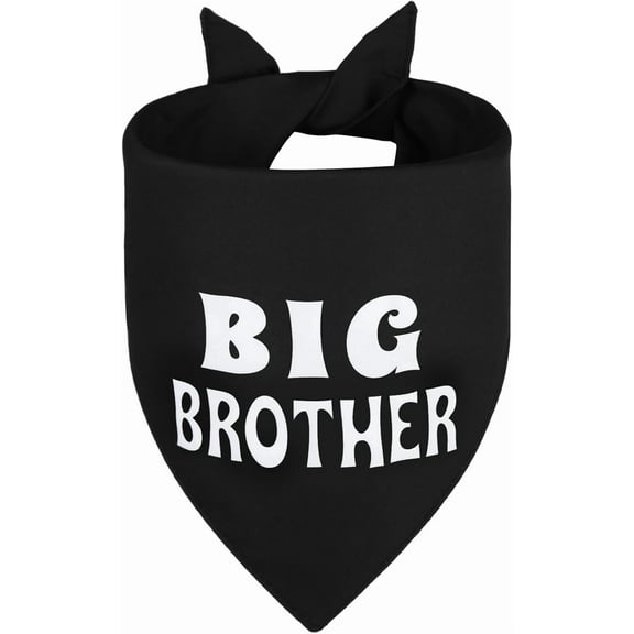 Big Brother Dog Bandana Black XLarge 1PCS, Adjustable Triangle Scarf, Pregnancy Announecment, New Baby for Family.