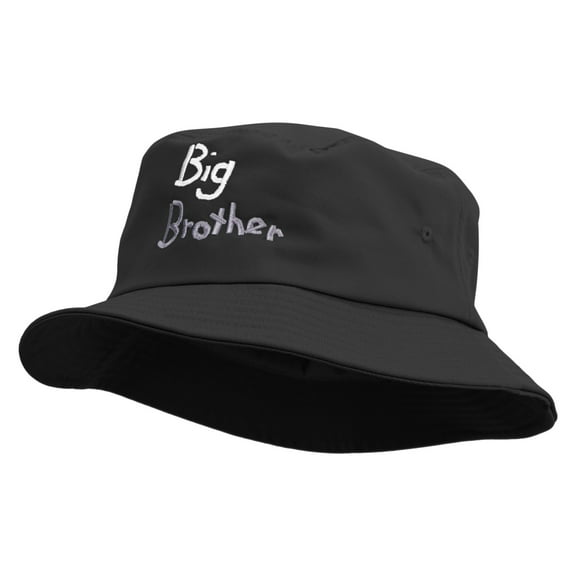 Big Brother Embroidered Big Size Cotton Blend Twill Bucket Hat - Black XL-2XL