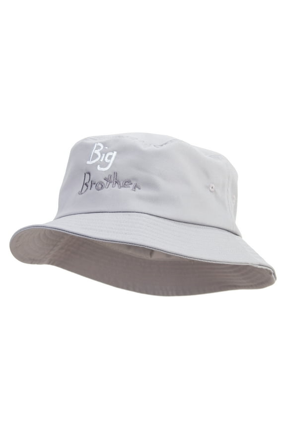 Big Brother Embroidered Big Size Cotton Blend Twill Bucket Hat - Grey XL-2XL