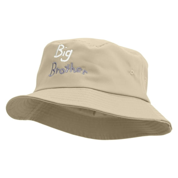Big Brother Embroidered Big Size Cotton Blend Twill Bucket Hat - Khaki 2XL-3XL