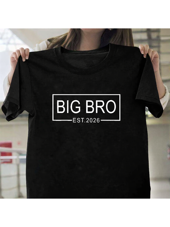 Big Brother Established 2026 T-Shirt - Promoted to Big Brother Gift - New Sibling Announcement Shirt, up to size 3XL.