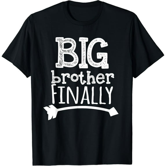 Big Brother Finally Novelty Tshirt for Boys & Older Brothers T-Shirt Black 3X-Large