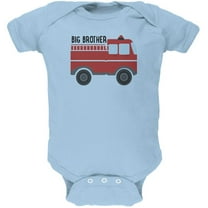 Big Brother Fire Truck Soft Baby One Piece Light Blue 0-3 M