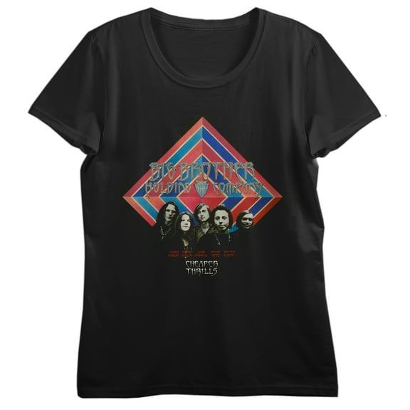 Big Brother & Holding Company Cheaper Thrills Crew Neck Short Sleeve Women's Black T-shirt-Small