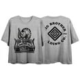 thumbnail image 1 of Big Brother & Holding Company Filmore Cat Sketchy Art Crew Neck Short Sleeve Gray Heather Women's Crop Top-XL, 1 of 2