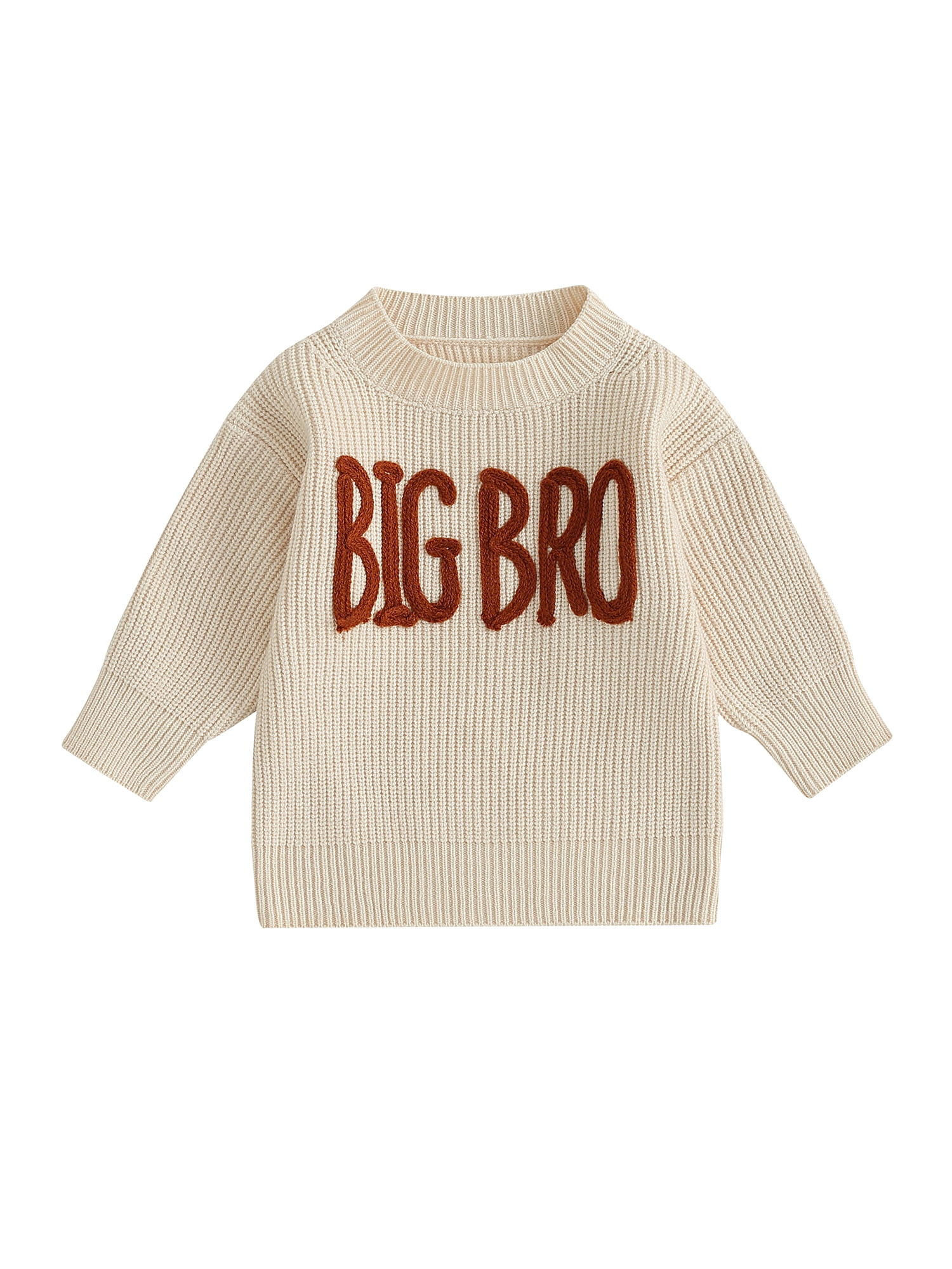 Big Brother Kids Baby Boys Winter Warm Sweater Long Sleeve Letter Embroidery Pullover Knitwear