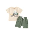 thumbnail image 1 of Big Brother Little Brother Matching Outfit Toddler Baby Boy Tractor Print Short Sleeve Shirts Shorts Set Summer Farm Clothes, 1 of 7