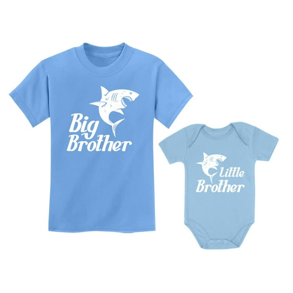 Big Brother Little Brother Shirts Gift For Shark Loving Boys Siblings Set Big Bro California Blue 3T / Lil Bro Aqua 18M (12-18M)