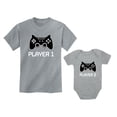 thumbnail image 1 of Big Brother Little Brother Shirts Player 1 Player 2 Gamer Gaming Siblings Set Big Bro Gray 4T / Lil Bro Gray 24M (18-24M), 1 of 6