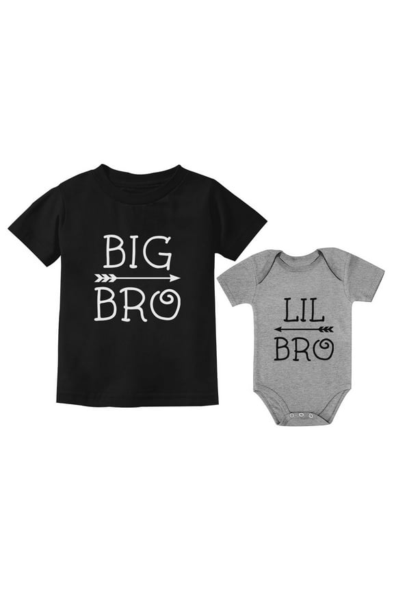 Big Brother, Little Brother Tstars T-shirts - Boys' Matching Outfits - Perfect Gift for Siblings - Celebration of Brotherly Love - Sibling Bonding Apparel - Black 4T / Lil bro Gray 6M (3-6M)