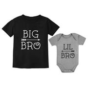 Big Brother, Little Brother Tstars T-shirts - Boys Matching Outfits - Perfect Gift for Siblings - Celebration of Brotherly Love - Sibling Bonding Apparel - Black 5/6 / Lil bro Gray 6M 3-6M