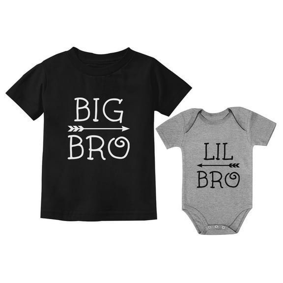 Big Brother, Little Brother Tstars T-shirts - Boys' Matching Outfits - Perfect Gift for Siblings - Celebration of Brotherly Love - Sibling Bonding Apparel - Black 5/6 / Lil bro Gray 24M (18-24M)