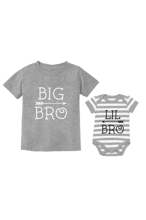 Big Brother, Little Brother Tstars T-shirts - Boys' Matching Outfits - Perfect Gift for Siblings - Celebration of Brotherly Love - Sibling Bonding Apparel - Gray 4T / Lil bro gray/white 12M (6-12M)