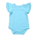 thumbnail image 1 of Newborn Infant Baby Girls Solid Ruffle Sleeveless Bodysuit Romper Outfits, 1 of 5