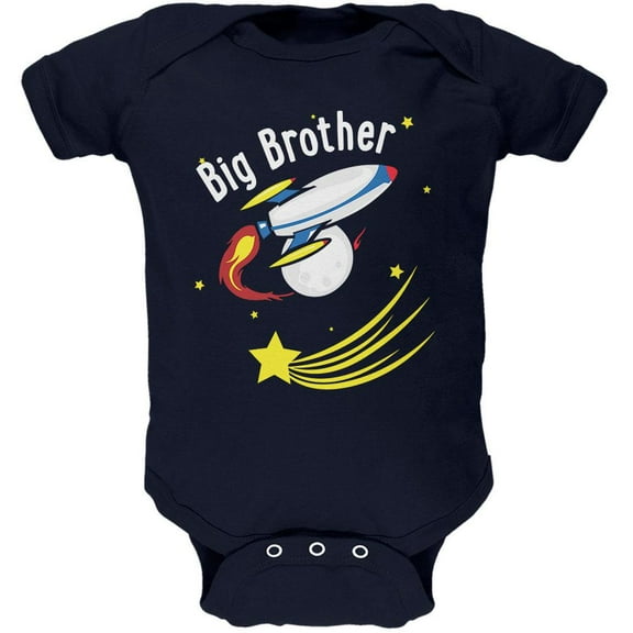Big Brother Outer Space Rocket Soft Baby One Piece Navy 18-24 M