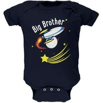 Big Brother Outer Space Rocket Soft Baby One Piece Navy 9-12 M