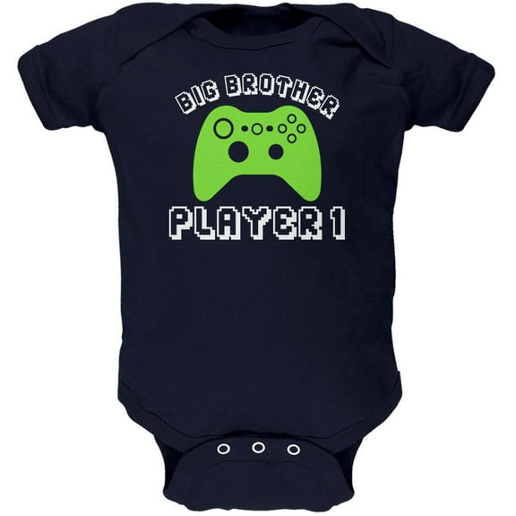 Big Brother Player 1 New Gamer Soft Baby One Piece Navy 9-12 M