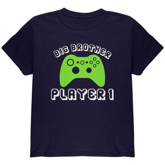 Big Brother Player 1 New Gamer Youth T Shirt Navy YSM