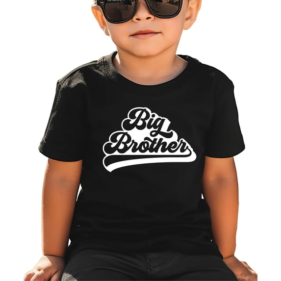 Big Brother Retro Baseball New Sibling Announcement T-Shirts and Raglans Black Shirt 4T