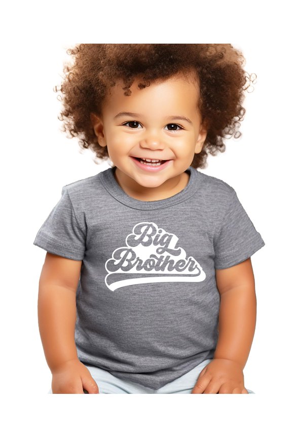 Big Brother Retro Baseball New Sibling Announcement T-Shirts and Raglans Granite Heather Shirt 5-6