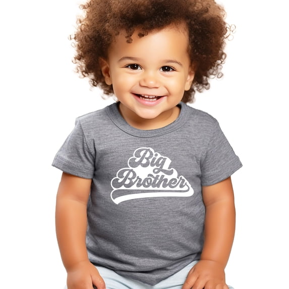 Big Brother Retro Baseball New Sibling Announcement T-Shirts and Raglans Granite Heather Shirt Youth Medium