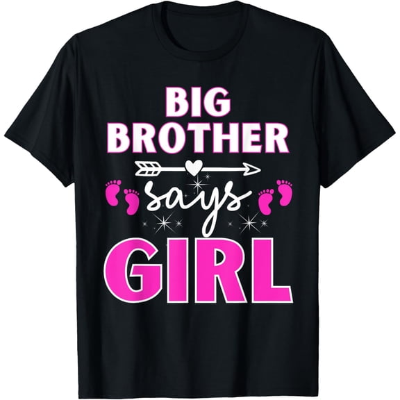 Big Brother Says Girl Gender Reveal Team Pink Pregnancy Bro T-Shirt