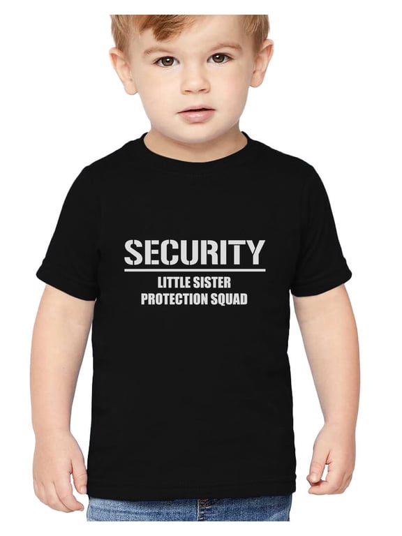 Big Brother Security for Little Sister - Tstars Kids T-Shirt - Best Gift for Big Brother - Perfect for Pregnancy Announcement and Baby Shower - Graphic Tee Showcasing Sibling Love - 4T Black
