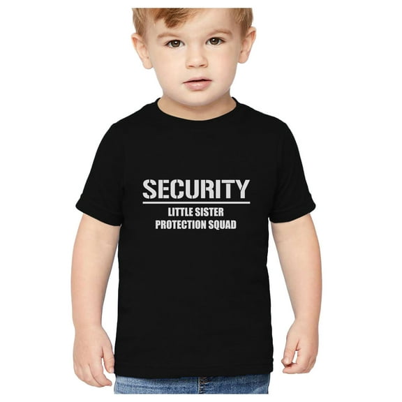 Big Brother Security for Little Sister - Tstars Kids T-Shirt - Best Gift for Big Brother - Perfect for Pregnancy Announcement and Baby Shower - Graphic Tee Showcasing Sibling Love - 3T Black