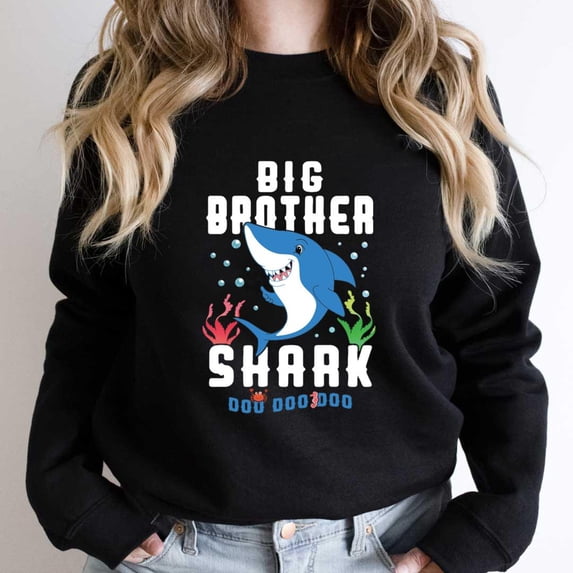 Big Brother Shark Funny Family Matching Holiday Graphic SW13643 Unisex Sweatshirt, Up to Size 5XL