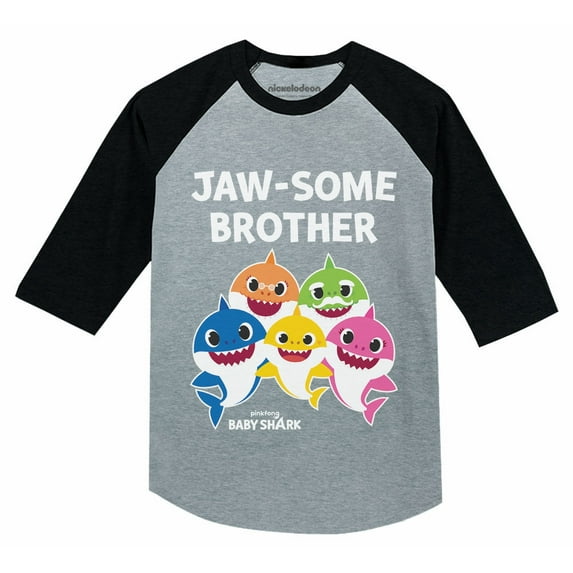 Big Brother Shirt Baby Shark Birthday Jawsome Brother shirt Raglan Dark Gray 3T